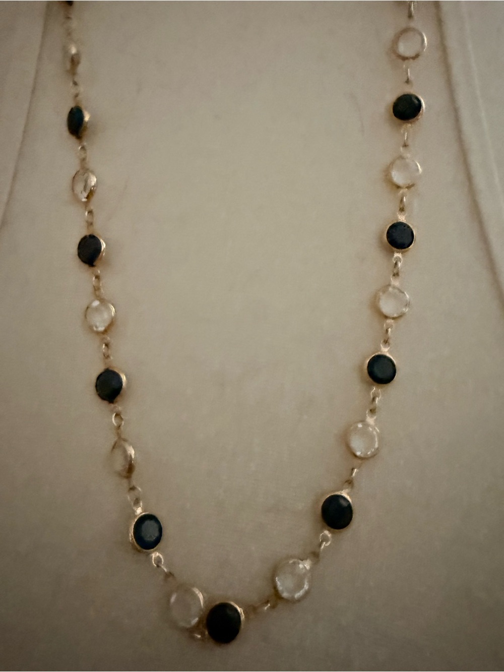 Elegant Gold Chain Necklace with Black and Clear Stone Accents